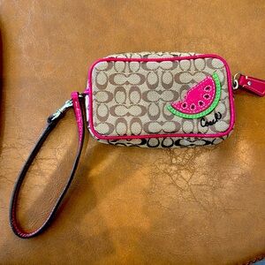 Coach wristlet change purse with watermelon.